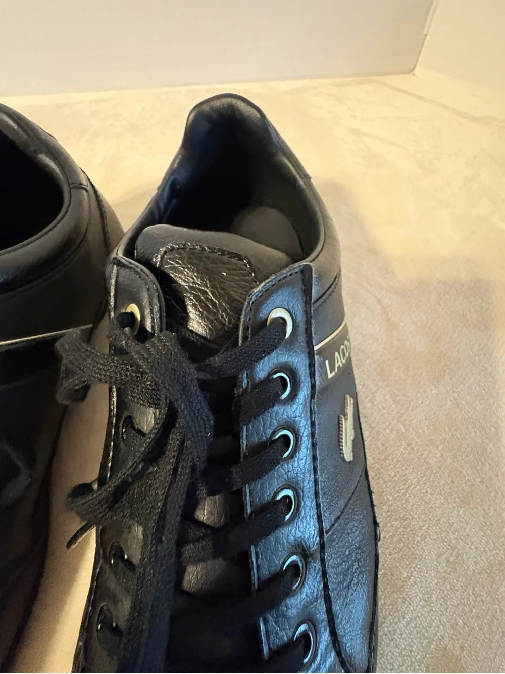 Lacoste Men's Black Low-Top Leather Athletic Sneakers